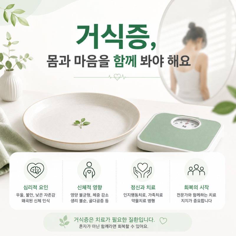 과한 다이어트, 섭식장애, 체중감소 증상? 거식증 원인 특징 치료방법 예방법