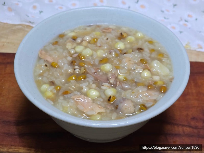 옥수수죽 끓이는법 옥수수요리 찹쌀녹두죽 죽종류 전기밥솥 누룽지닭죽