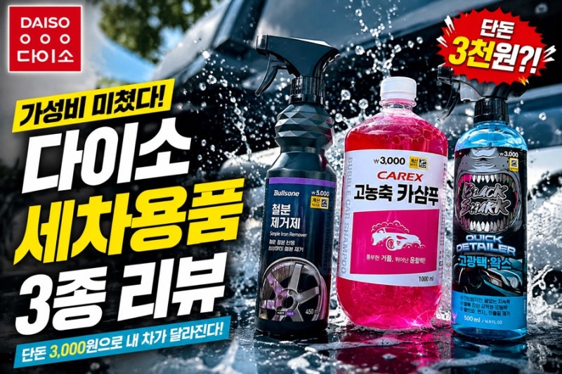 단돈 1만 원으로 새차 만들기? 다이소 세차용품 가성비 폼 미쳤다! (내돈내산 실 사용 후기)
