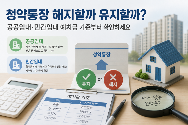 청약통장 해지? 유지? 공공임대·민간임대 예치금 기준 정리