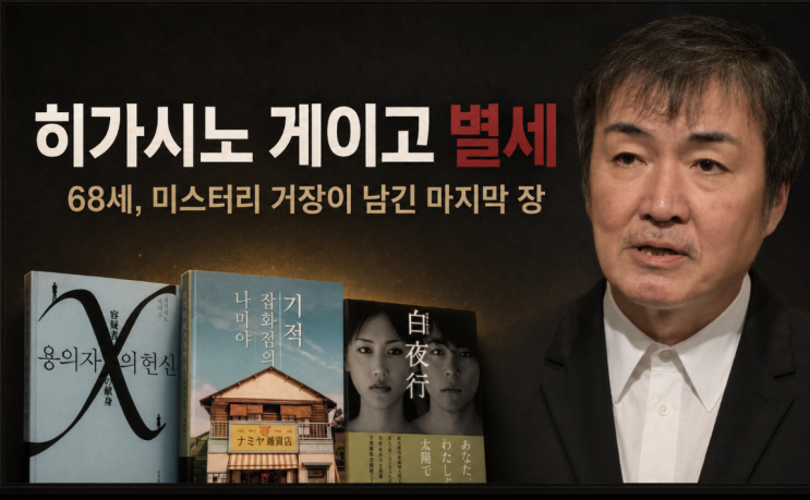 별세, 향년 68세 용의자 X의 헌신 부터  <b>나미야 잡화점의 기적</b>까지