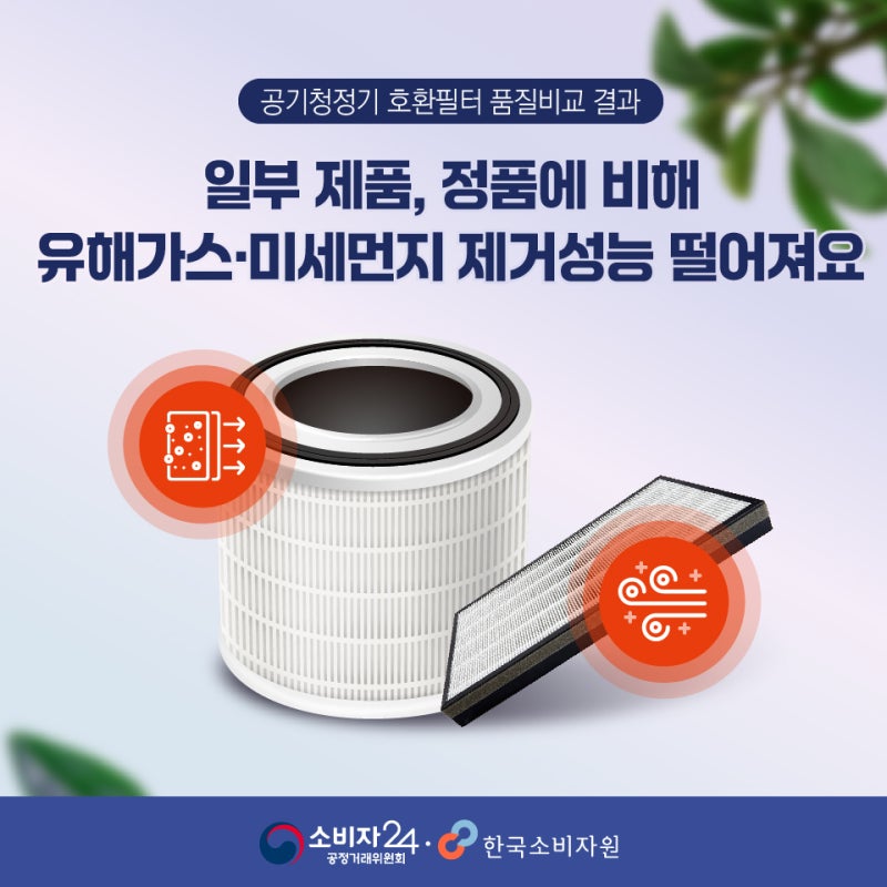 공기청정기 호환필터 품질비교 결과! 일부 제품, 정품에 비해 유해가스⋅미세먼지 제거성능 ....