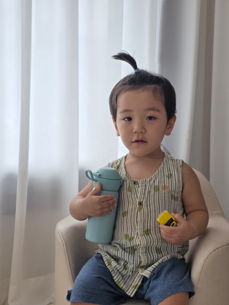 26개월아기 어린이집 물병 누비 스텐 원터치 물병