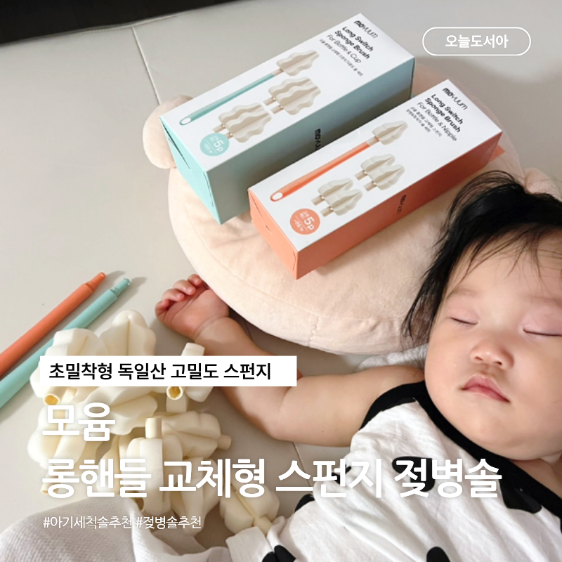 교체 가능한 신생아 모윰 롱핸들 젖병솔 스펀지 세척솔 추천 후기