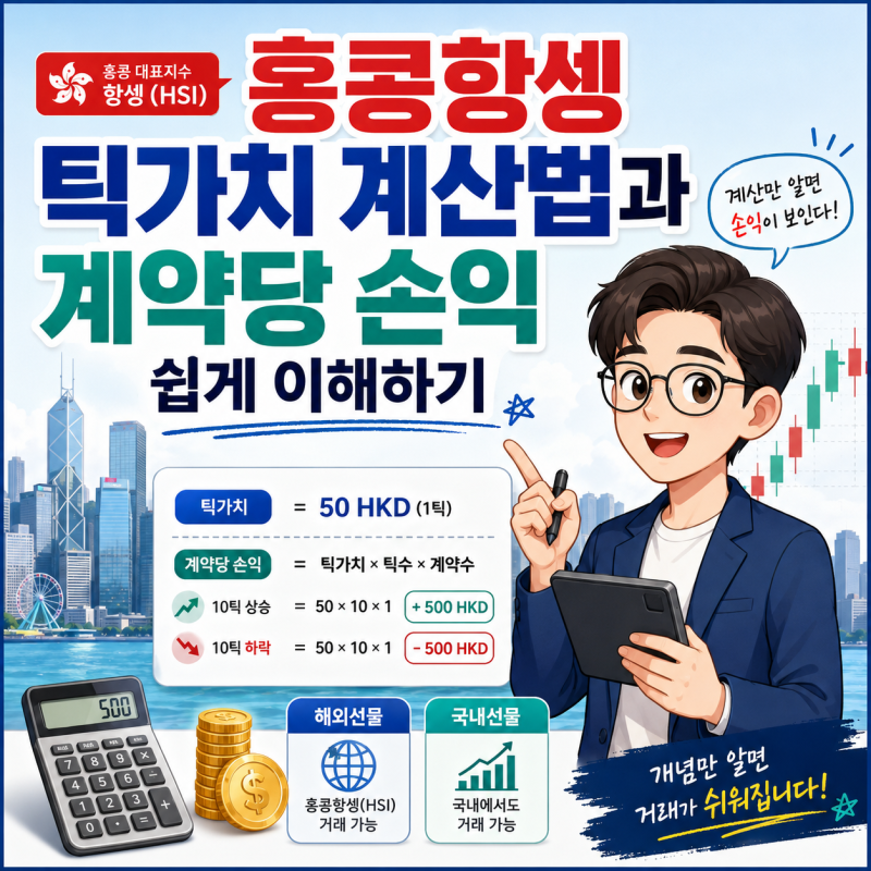 홍콩항셍 틱가치 계산법과 계약당 손익 쉽게 이해하기
