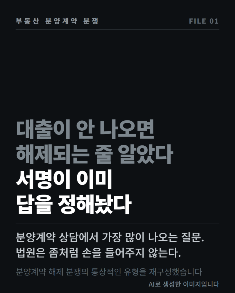 아파트 분양계약, 대출이 안 나오면 해제할 수 있을까