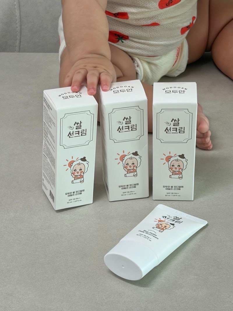 6개월 아기 선크림 언제부터 발라도 될까? 모두안 쌀 선크림 사용후기