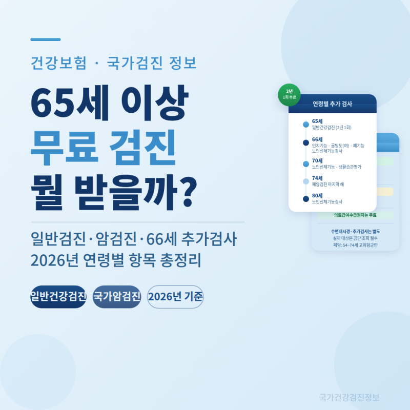 2026년 65세 이상 국가건강검진 총정리｜무료 항목·암검진 비용·연령별 검사