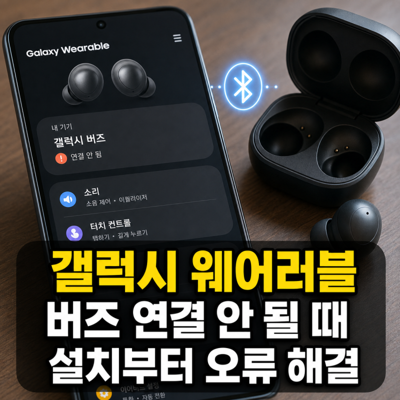 갤럭시 웨어러블 앱 설치부터 버즈 블루투스 연결 오류 해결까지