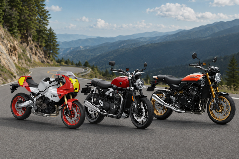 빅 네이키드 3종 비교 | 2026 가와사키 Z900RS SE - 야마하 XSR900GP - 트라이엄프 Speed Twin 1200