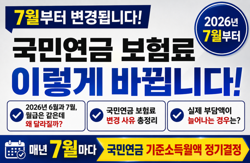 7월부터 국민연금 보험료 변경됩니다. 왜 변경되는지 설명해드릴게요. 동안구세무사
