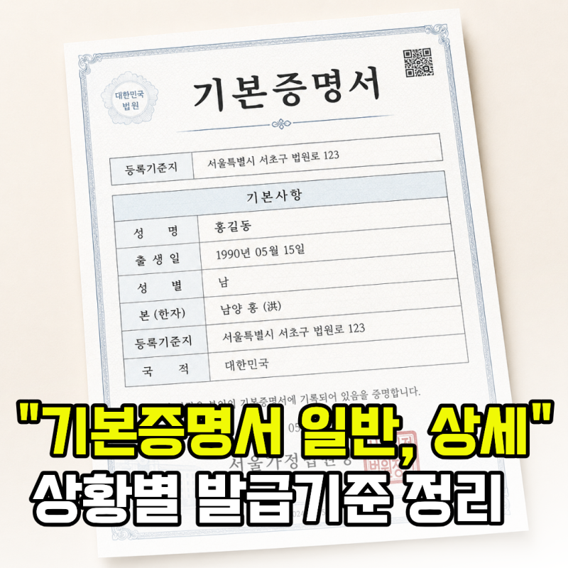 기본증명서 일반과 상세 차이는 뭘까? 상황별 발급 기준 정리