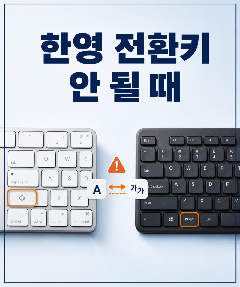 맥·윈도우 한영 변환키 안 눌릴 때 해결 방법, 키보드가 갑자기 영어만 입력될 때 확인 순서