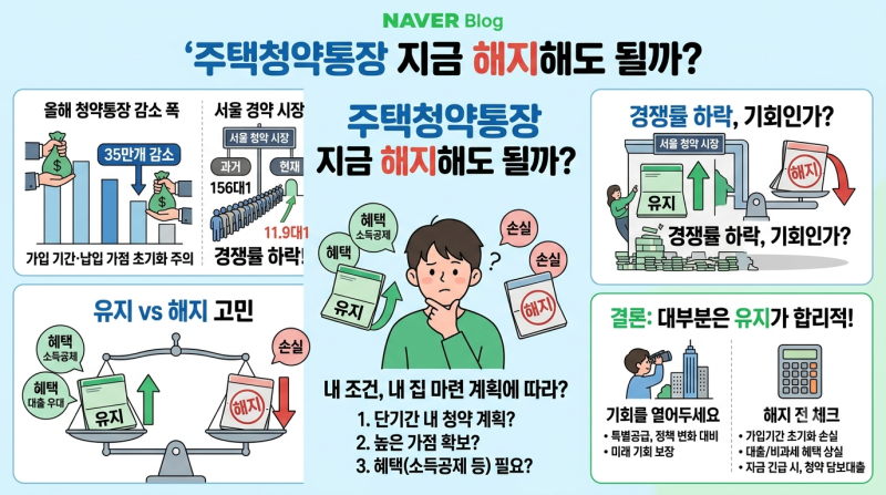 청약통장 올해 35만개 감소｜서울 경쟁률 156대1→11.9대1, 지금 해지해도 될까
