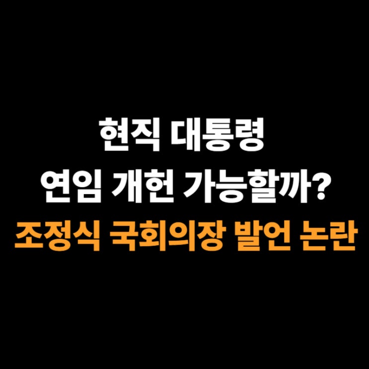 조정식 <b>국회의장</b> 발언 논란, 대통령 연임 개헌 가능할까?