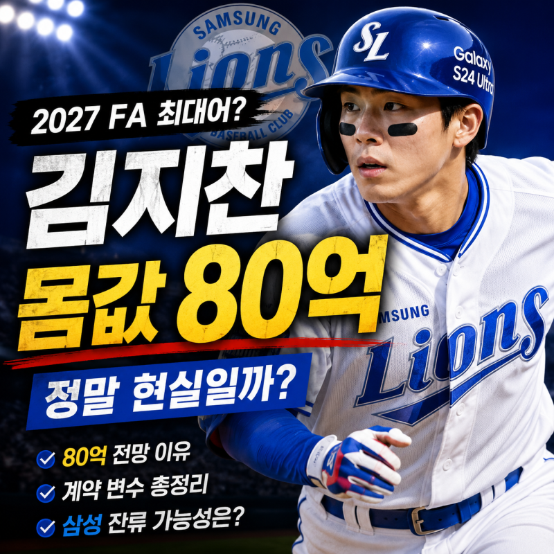 김지찬 FA 몸값 80억 가능할까? 2027 최대어 전망 총정리