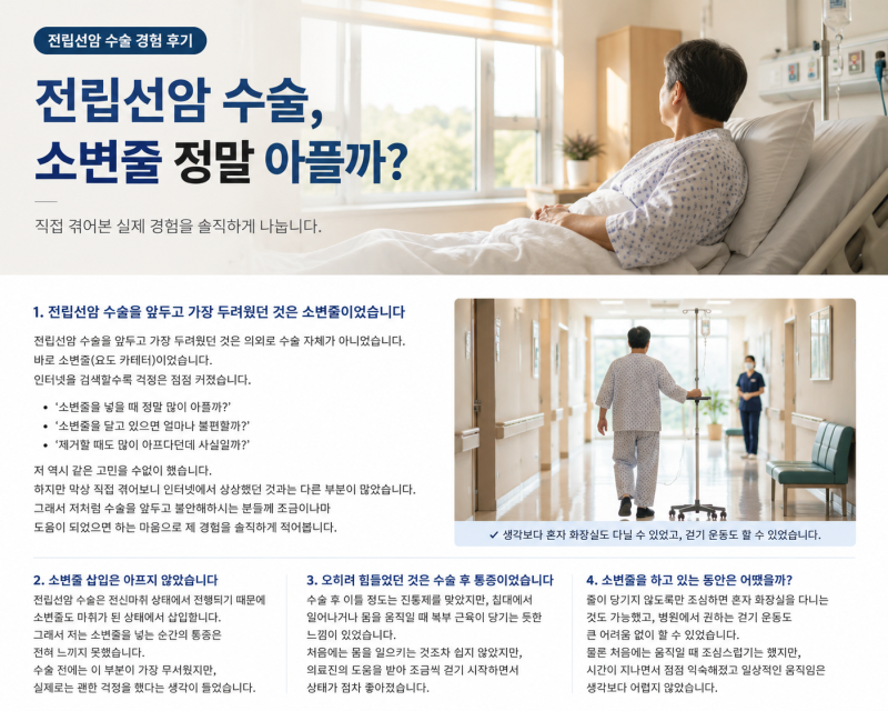 전립선암 수술, 소변줄 정말 아플까? 직접 겪어본 실제 후기(수술 비용 보험, 준비물)