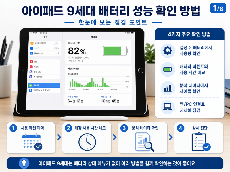 아이패드 배터리 성능 확인 9세대 방법은 무엇이고 안전하게 진행하여 보자