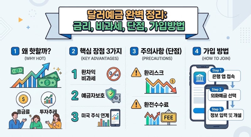 달러 예금 금리 비교와 환차익 비과세 장단점, 가입 방법까지 완벽 정리