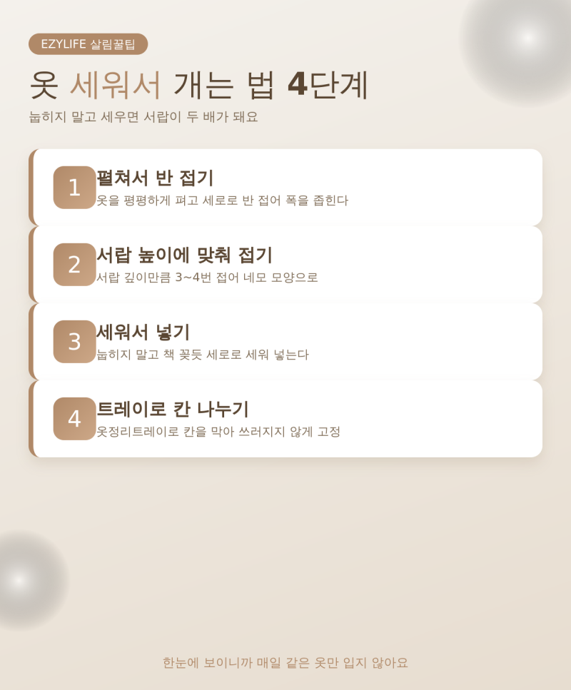 옷정리트레이로 서랍 옷 정리하는 법 5가지, 두 배로 넓게