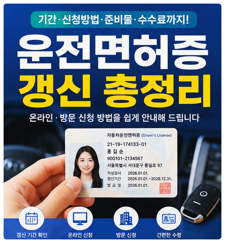 운전면허 갱신 완벽 가이드｜갱신 기간, 신청 방법, 비용, 준비물 한눈에