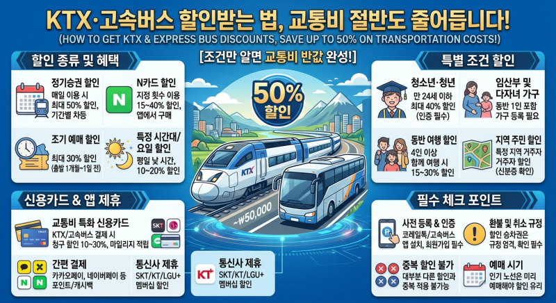 KTX·고속버스 할인받는 법, 조건만 알면 교통비 절반도 줄어드는 방법 총정리!