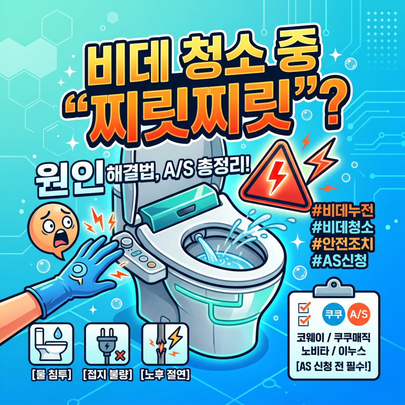 비데 청소할 때 찌릿찌릿 전기가 통한다면? 원인과 즉시 해결법 (A/S 신청 가이드)