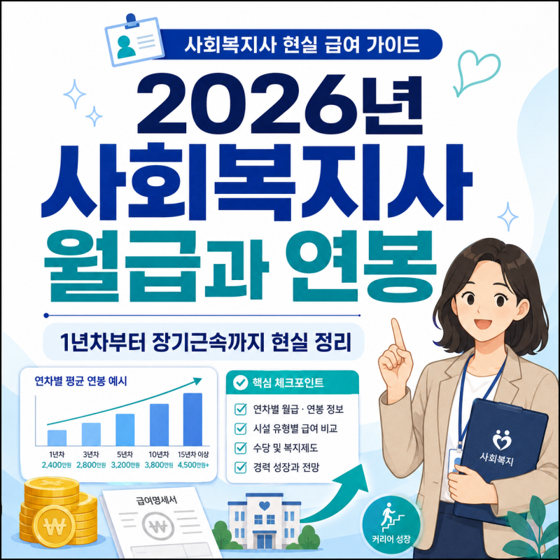 2026년 사회복지사 월급과 연봉｜1년차부터 장기근속까지 현실 정리