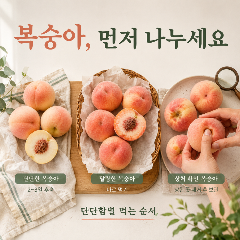 복숭아 보관법, 딱딱한 복숭아와 말랑한 복숭아는 순서가 다릅니다