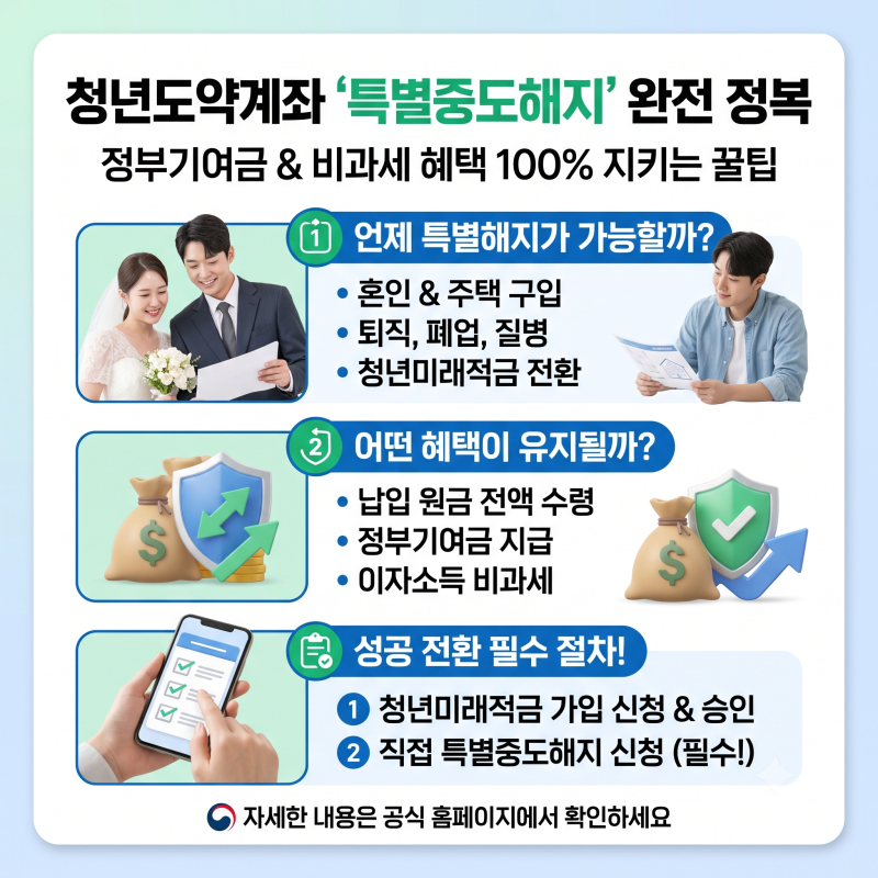 청년도약계좌 특별중도해지 방법 기간 이자 총정리 (+ 혼인, 주택구입)