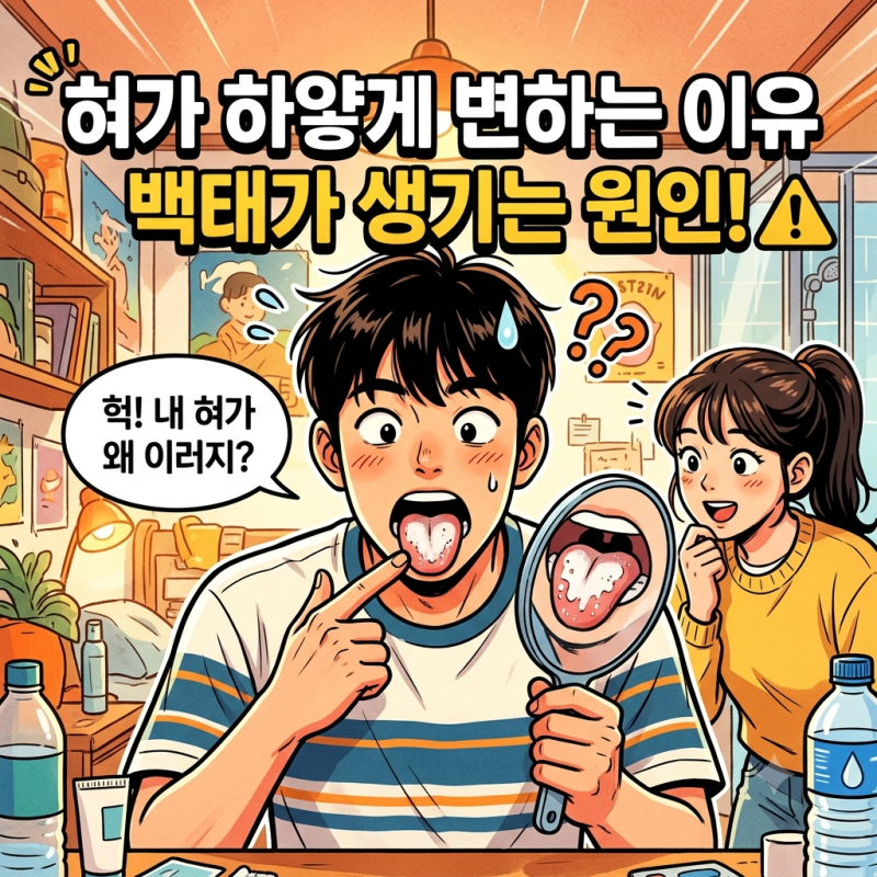 혀가 하얗게 변하는 이유 백태가 생기는 원인