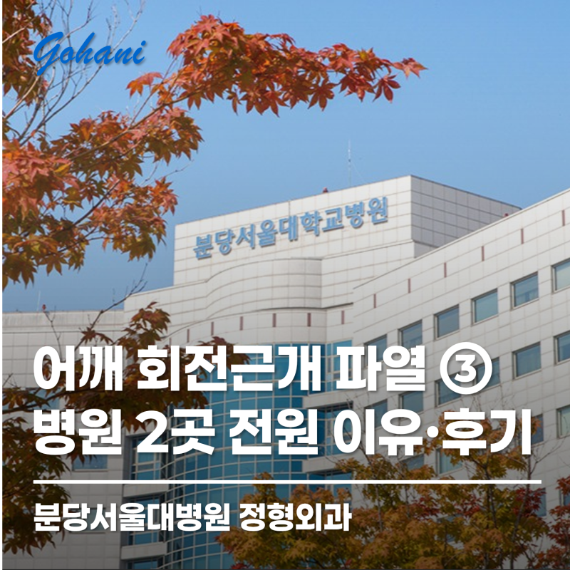 [어깨 회전근개 파열 ③] 수술 후 협력병원 2곳 전원 이유 및 후기(병원마다 차이가 크니 잘 ....