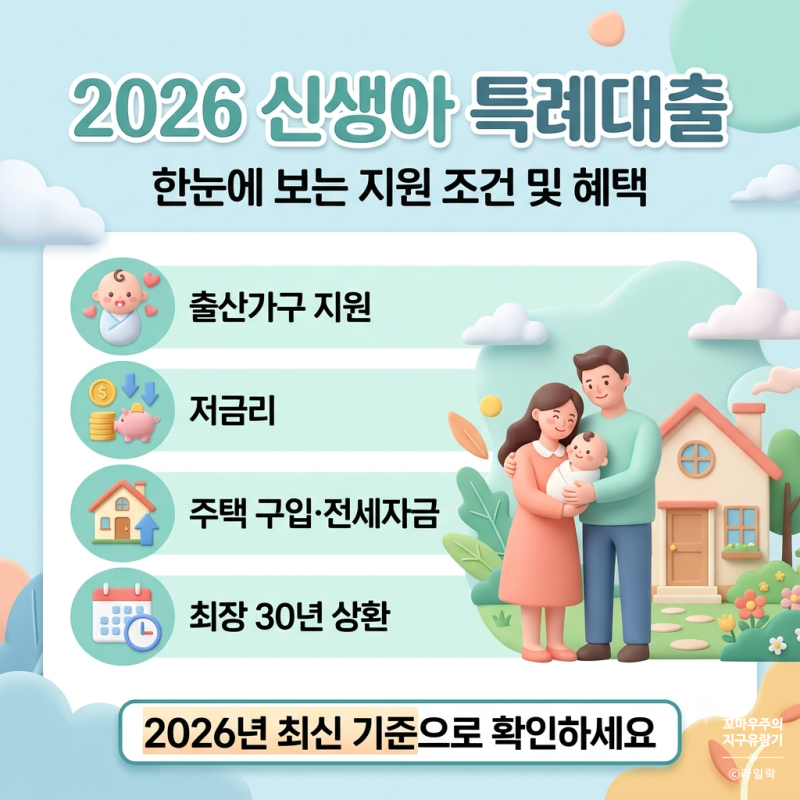 신생아특례대출 2026 요건 총정리 (생애최초특례구입자금보증 HF)
