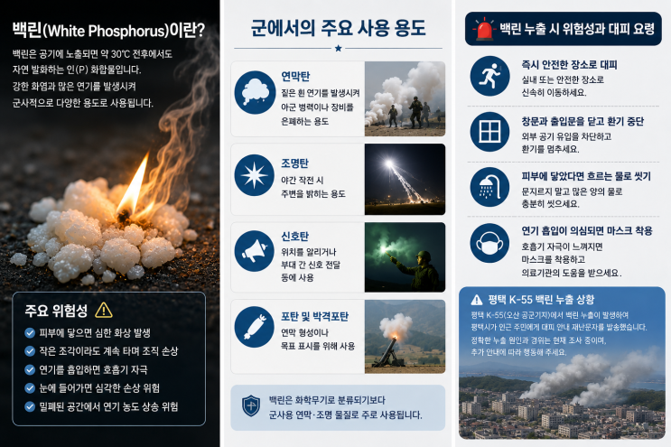 <b>평택</b>시 서탄면 <b>K-55 백린 누출</b>사고 <b>백린</b>이 무엇인가? 오산... 