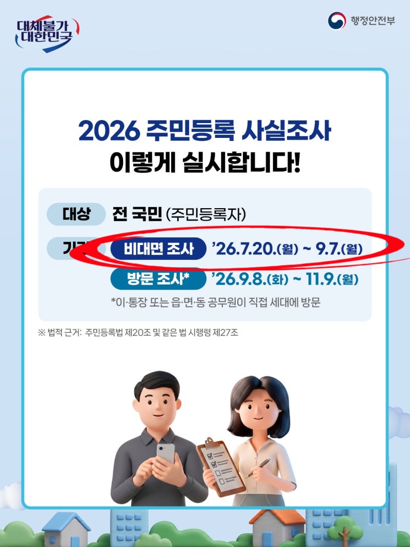 주민등록 비대면 사실조사 기간!! 비대면 신고 방법 + 전입신고 지연 과태료 정보