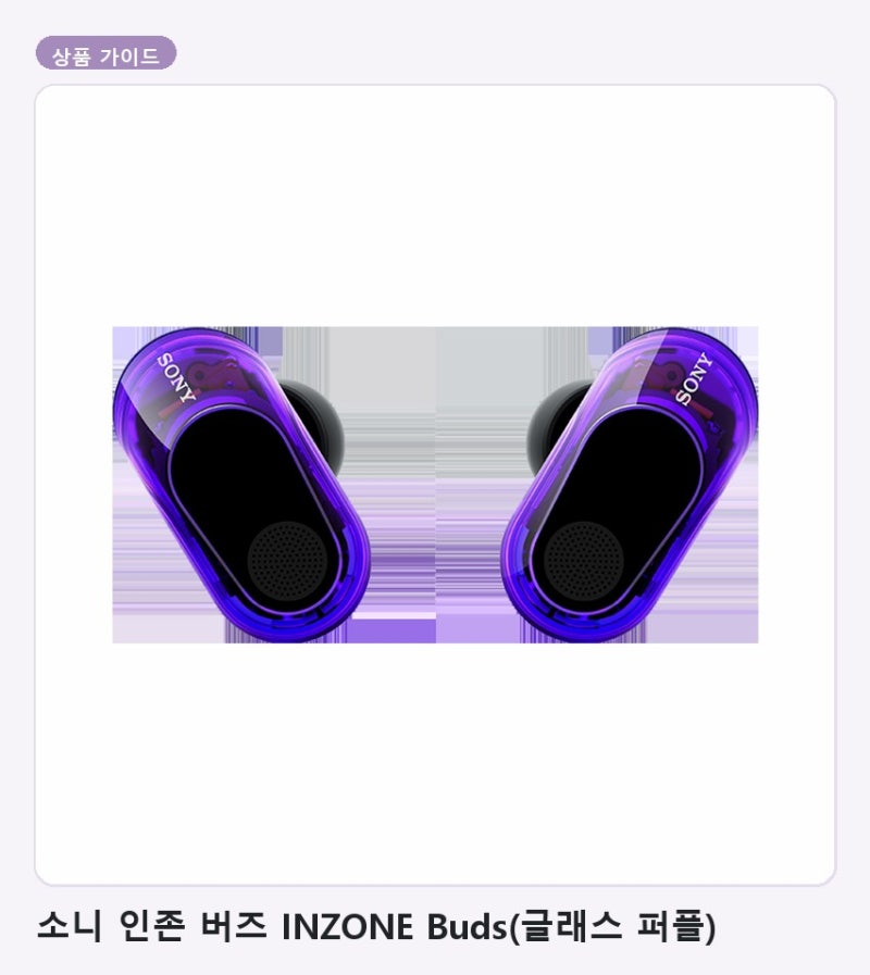 소니 인존 버즈 INZONE Buds(글래스 퍼플) 구매 전 참고