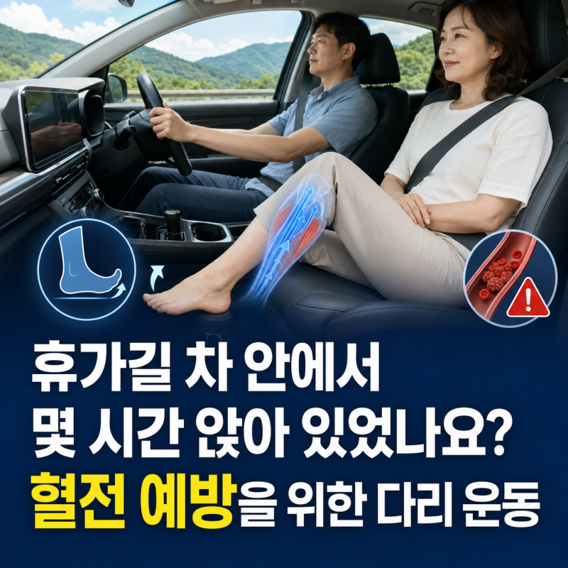 휴가길 차 안에서 몇 시간 앉아 있었나요? 혈전 예방을 위한 다리 운동