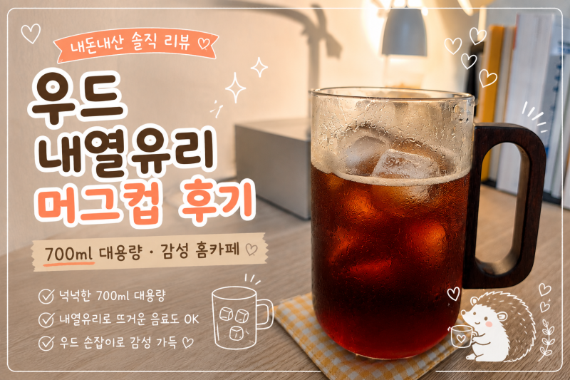 [내돈내산]홈카페 머그컵 추천_우드손잡이 내열 유리컵