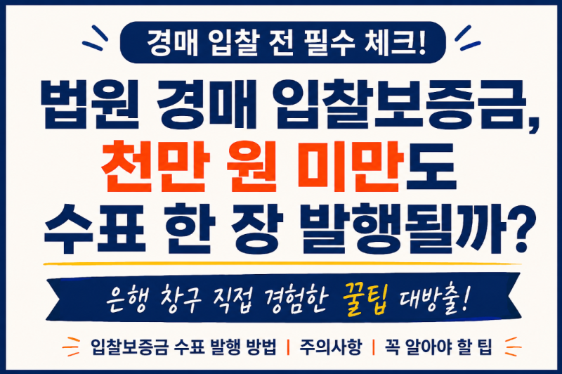 법원 경매 입찰보증금, 천만 원 미만도 수표 한 장 발행될까? (직접 은행에서 확인해봤습니다....