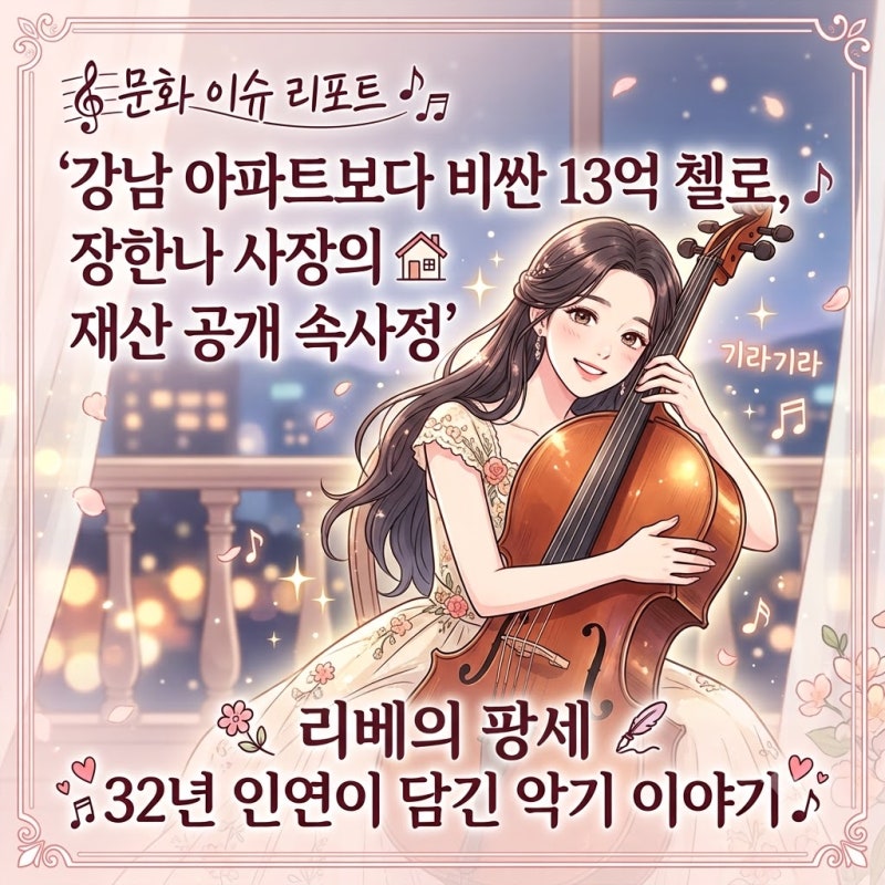 장한나 예술의 전당 사장의 재산 공개 속사정, 강남 아파트보다 비싼 13억 첼로