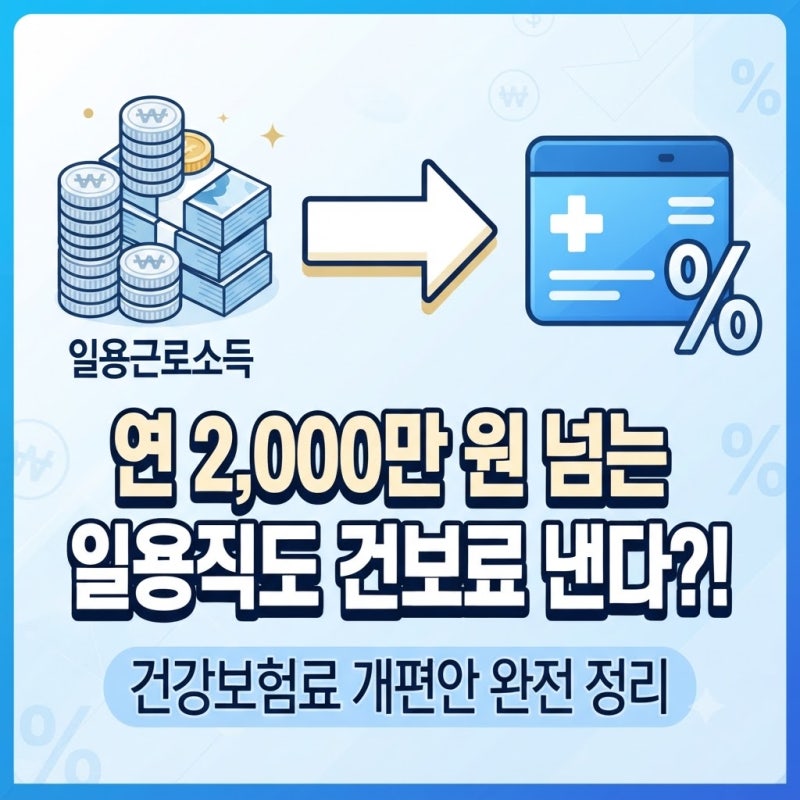 연 2천만원 넘는 일용직도 건보료 낸다고? 건강보험료 개편안 총정리(대상자, 찬반 의견)