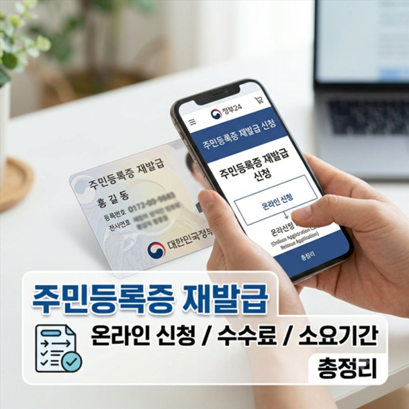주민등록증 재발급 온라인 신청 방법: 수수료와 소요기간 총정리