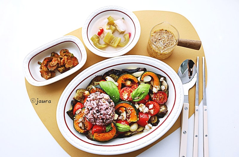 불없이 만드는 여름별미 가지 야채구이 샐러드, 저탄수 여름식단!