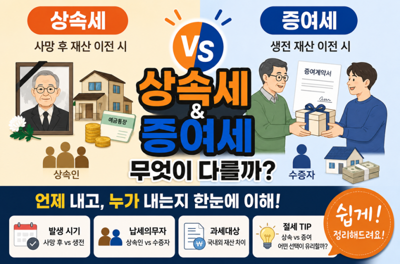 상속세와 증여세, 무엇이 다를까? 언제 내고 누가 내는지 쉽게 이해하기