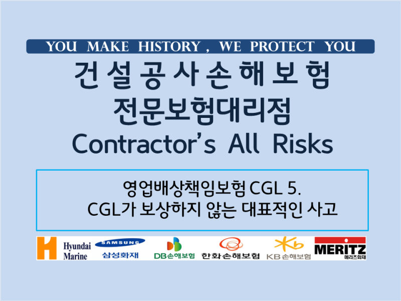 영업배상책임보험 CGL 5.CGL가 보상하지 않는 대표적인 사고