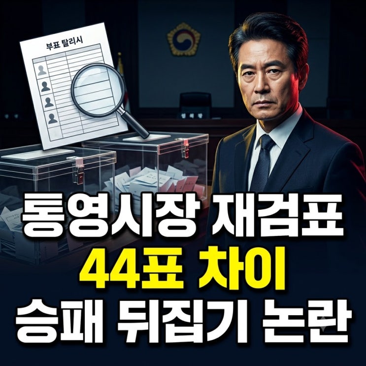 <b>통영시장 재검표</b> 44표 차이 승패 뒤집기 논란 완벽 분석 가이드