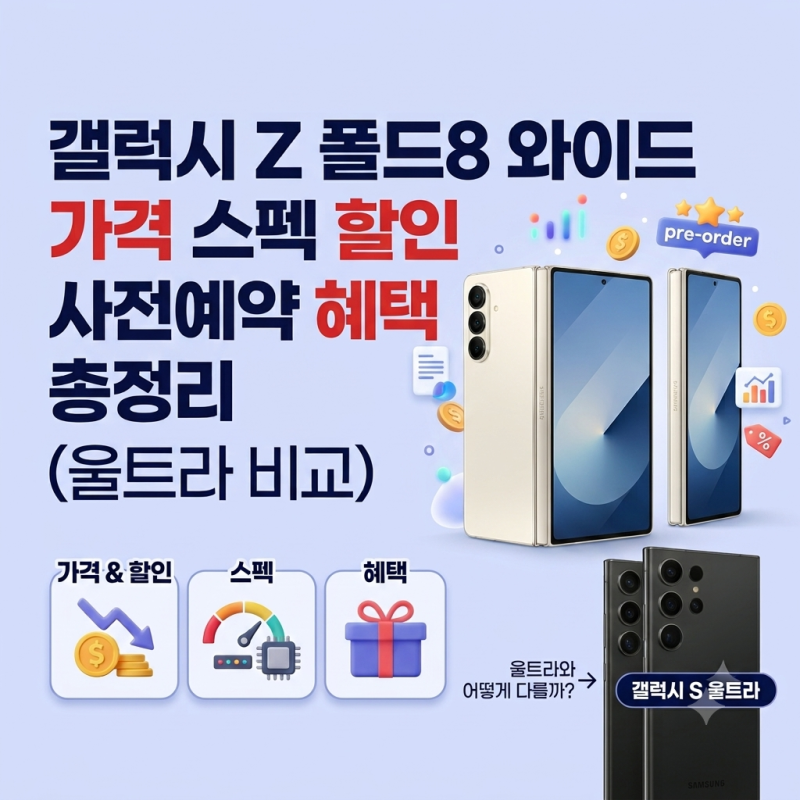 갤럭시Z 폴드8 와이드 가격 스펙 할인 사전예약 혜택 총정리 (울트라 비교)