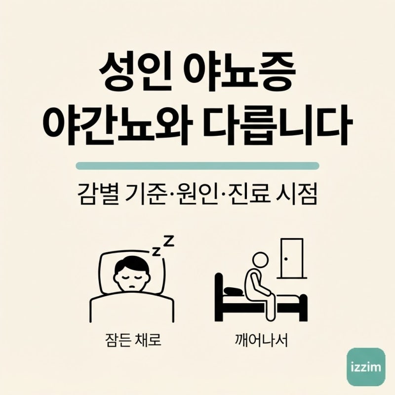 성인 야뇨증, 자다가 싸는 것과 깨서 가는 것은 다릅니다 ｜ 야간뇨 감별·원인·진료 기준 총....