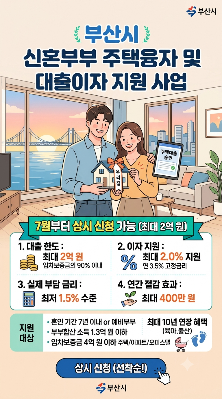 [부산 부동산] 부산시 신혼부부 전세 대출 이자 지원!