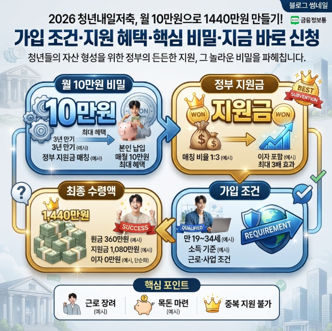 2026년 청년내일저축, 월 10만원으로 1440만원 비밀